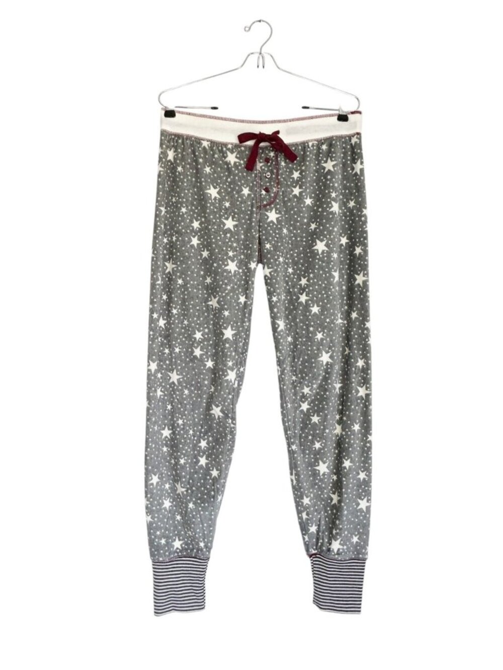P.J. Salvage Pull On Drawstring Star Dot PJ Joggers in Gray/White - Sz S